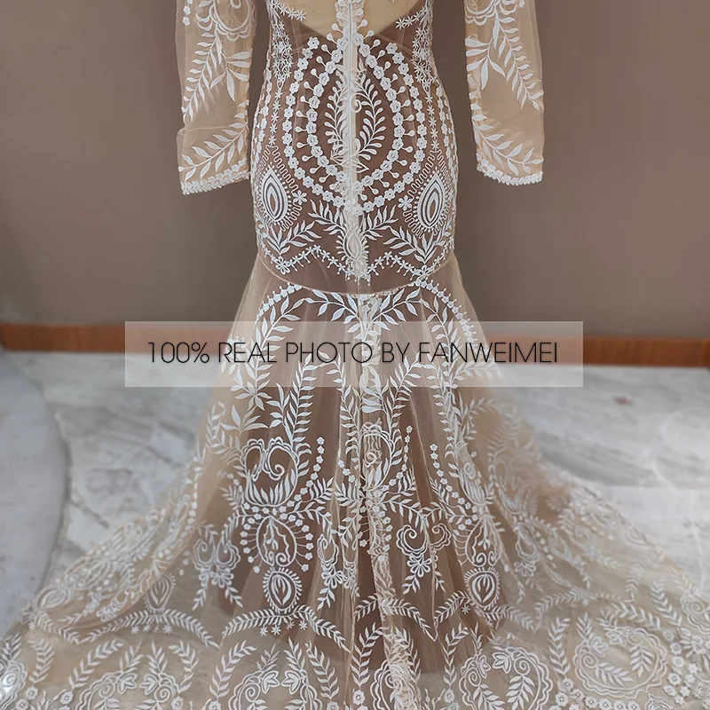 #4055 2 piece in 1 BOHO bohemian long sleeve destination Wedding Dress pre wedding shoot post Bride Gown bridal dresses