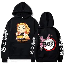 Quente demônio slayer hoodie anime rengoku kyoujurou gráfico impresso hoodie para os homens novo harajuku roupas cosplay pulôver