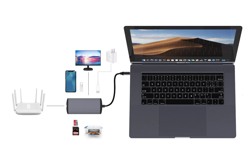 переходник usb type c хаб для макбука Rj45 Тип 2 шт./лот адаптер 3 типа Разветвитель к HDMI