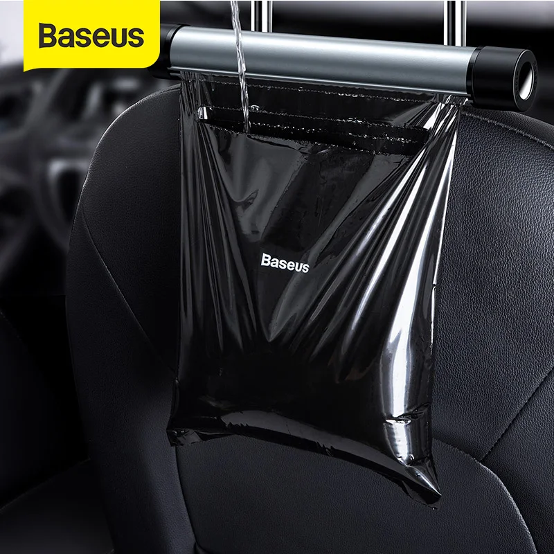 Baseus Car Organizer Rear Seat Back Trash Bag Metal Auto Organizer Storage Garbage Bags for Headrest Back Seat Car Accessories