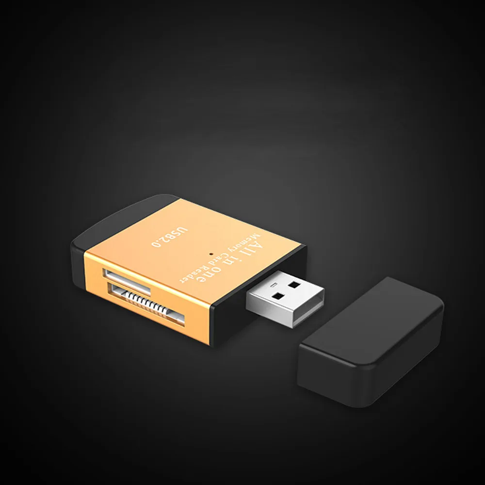 Портативный USB считыватель карт памяти Micro 4 в 1 компактная вспышка мульти карта памяти адаптер TF MicroSD MS - Цвет: GD