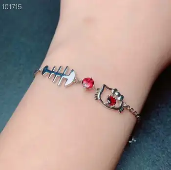 

Fish Type Real And Natural Garnet chain bracelet Natural real Garnet 925 sterling silver bracelet