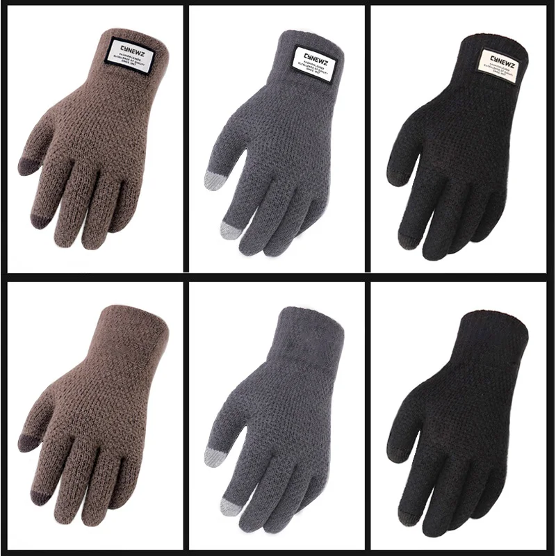Men Knitted Gloves Touch Screen Thicken Warm Winter Autumn Business