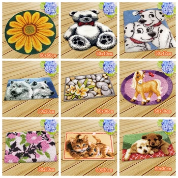 

Embroidery Cushions Knooppakket Smyrna Latch Hook Cushion Animals Kits Diy Klink Haak Kussen Bloem Button Cuscini Divano Forme