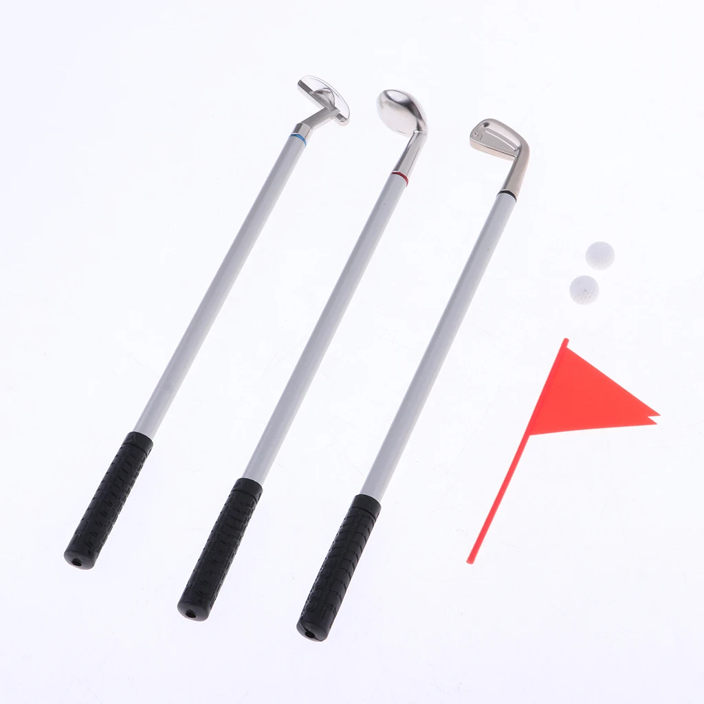Golf Pen Set Mini Desktop Golf Ball Pen Gift Set with Putting Green Flag 2 Balls  Clubs Models Ballpoint Pens  Storage Case