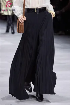 

New Summer Pants 2020 High Quality Women Runway Pleated Wide Leg Pants