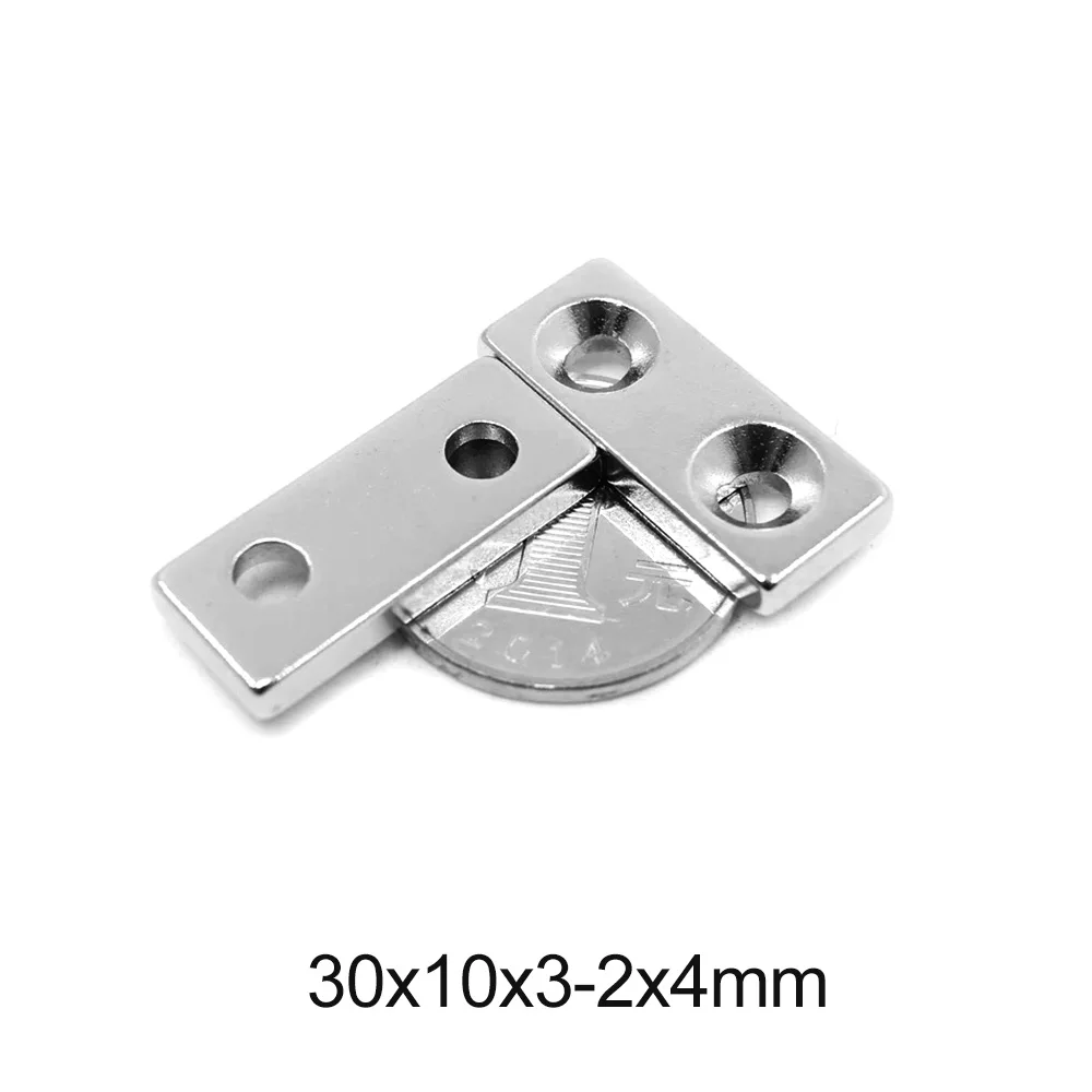 Мощный Неодимовый магнит N35 5 ~ 60 шт. 30x10x3x4 мм отверстие 4 маленький лист 30*10*3 30x10x3