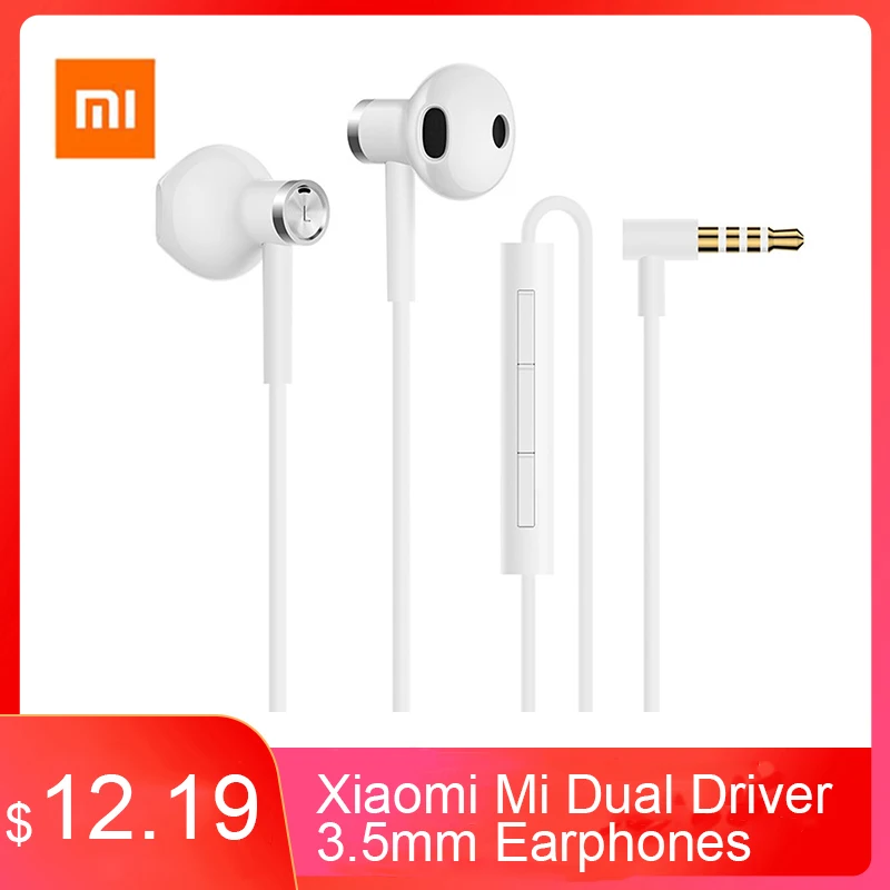 

Xiaomi Original Mi Half In-Ear Earphone Dual Driver 3.5mm Plug Dynamic with Mic Ceramic Headset Wired Control
