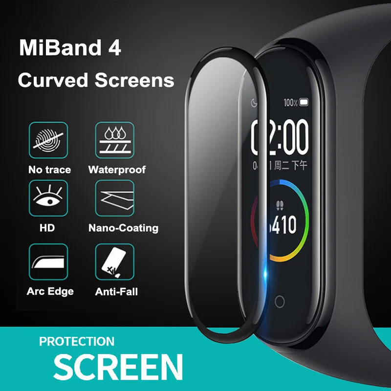 3D Protective Glass for Xiaomi mi band 4 film on Mi band4 Smart Watchband 4 Full Cover Soft Screen Protector miband4 Glass Film
