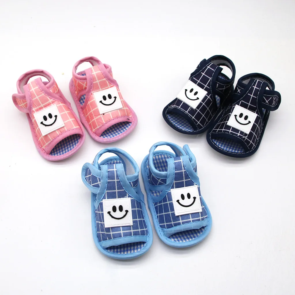 Новинка; обувь для новорожденных; летняя хлопковая обувь с улыбающимся лицом для маленьких девочек; тонкие туфли на резиновой подошве с застежкой-липучкой; Schoentjes Meisje
