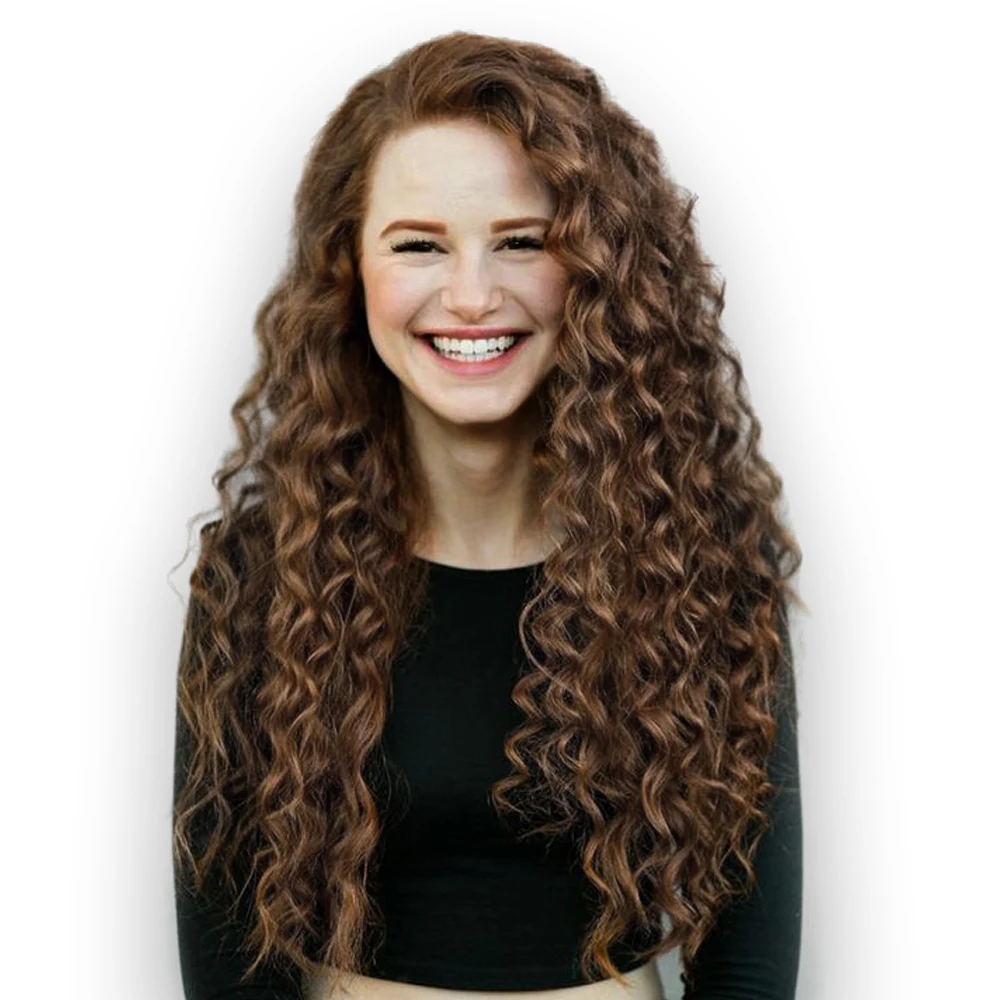 TINY LANA Brown Blonde Color Kinky Curly Wigs for White Women Synthetic African Fluffy Hair High Temperature Fiber Lace Front