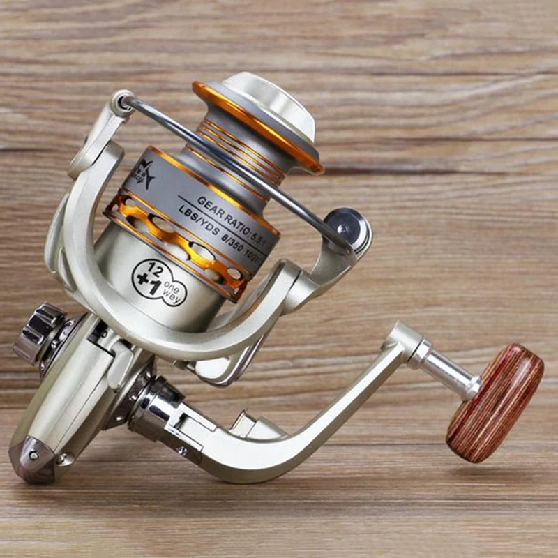 YUMOSHI Fshing Coil Wooden Handshake 12 1BB Rotating Fishing Reel Professional Metal Left / Right Hand Fishing Reel Wheel