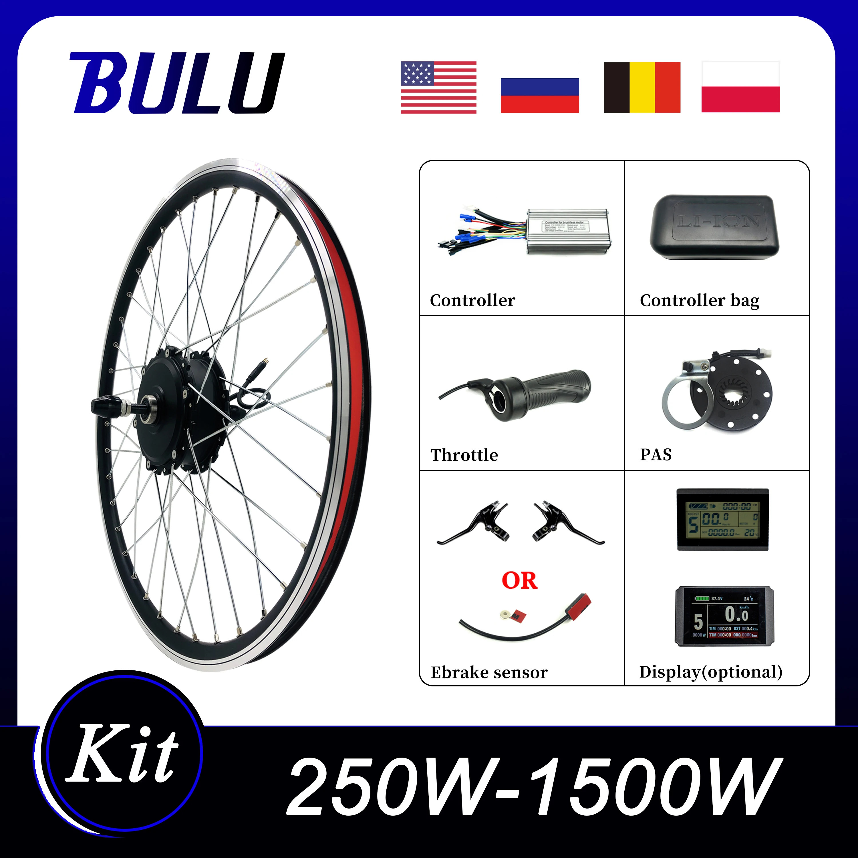 US $185.00 eBike Conversion Kit 48V 1500W 1000W 36V 250W Front Wheel Hub Motor Electric Bicycle Bike Conversion Kit for Bicycle