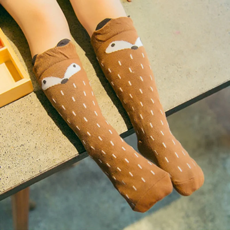 1 пара унисекс милые носки с рисунками из мультфильмов детские носки до колен для девочек и мальчиков детские носки для малышей с изображением животных мягкий хлопковый для младенцев гольфы