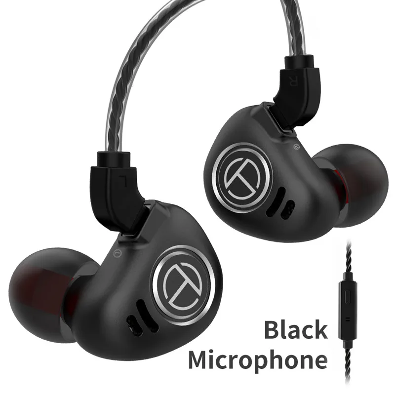 Black with mic TRN V90 4BA+ 1DD металлическая гарнитура гибридные блоки HIFI бас наушники в ухо монитор наушники шумоподавления наушники V80 ZS10 PRO X6 - Цвет: Black with mic