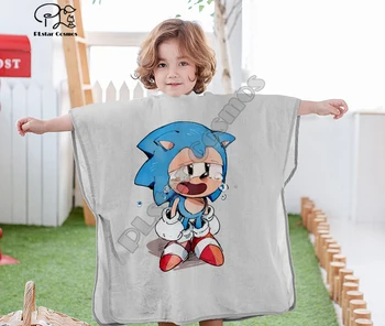 

Anime Super Sonic Cartoon funny Hooded baby Boys and Girls Towel Wearable Bath Towel For Kids Travel 3D print Beach Towels style-3