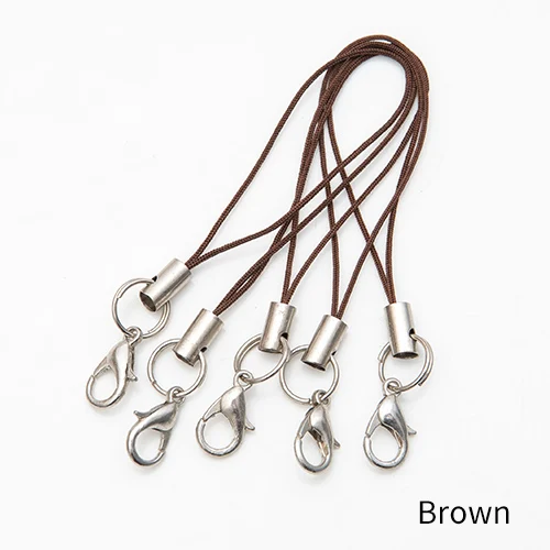 Brown 500pcs 500 шт цветные застежки для лобстера, шнурок для сотового телефона, Лариат, мобильные ремни, очаровательные нейлоновые брелоки, цепочка для ключей, подвеска для рукоделия - Цвет: Brown 500pcs