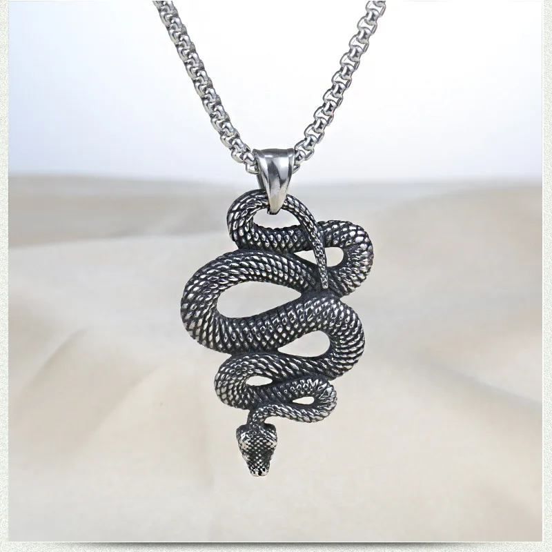 

Personality 316L Stainless Steel Snake Pendant Motorcycle Party Punk Style Men Women Viper Pendant Biker Rock Jewelry