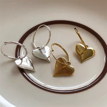 

RUIYI Real 925 Sterling Silver Heart Hoop Earrings Elegant Nordic Korean Style Minimalist Earrings For Women Charm Jewelry Gift