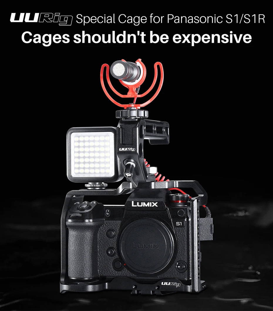 UURig камера клетка установка для Panasonic Lumix S1R S1Handgrip рамка оболочка видео Фотография защитный чехол аксессуар для камеры DSLR