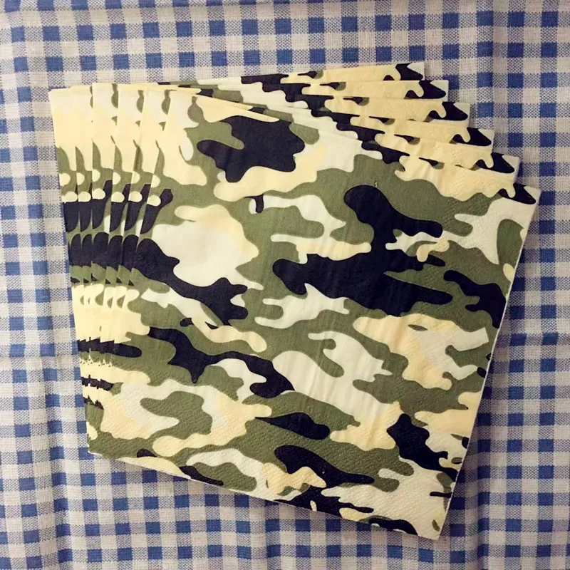 

20pcs/pack 33cmx33cm camouflage Party Paper Napkins Towels camouflage Theme Disposable Party Supplies People Favor