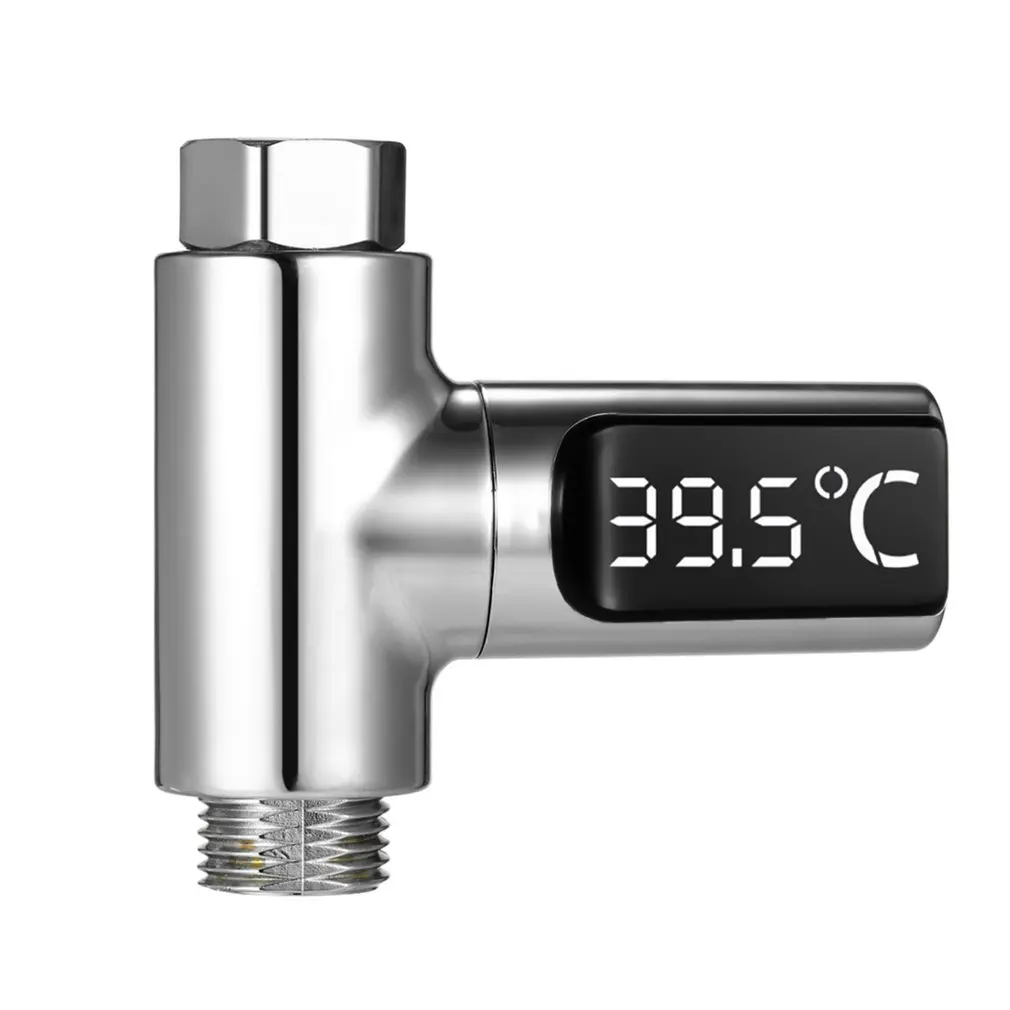 

LED Display Celsius Water Temperature Meter Plastic 360 Degrees Rotation Electricity Shower Thermometer
