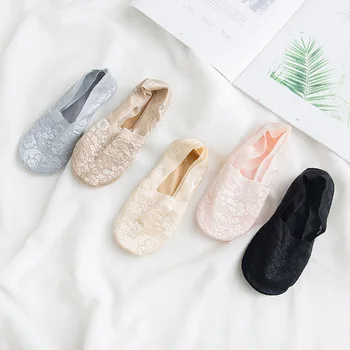 

Sale Silicone shallow Women Lace Slipper Ankle Socks Invisible Seamless Girls Low Cut Boat cotton Thick Socks