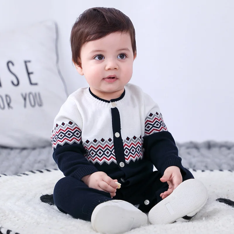 

Baby Rompers Knitted Jumpsuit Sweater Infant Clothing Newborn Boy Clothes Spring Autumn Romper Infant Outing Clothes