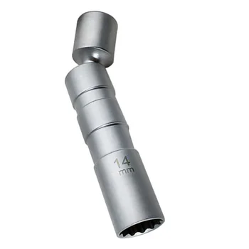 

3/8Inch Removal Tool Magnetic Swivel Wobble Socket Spark Plug Silver 92mm