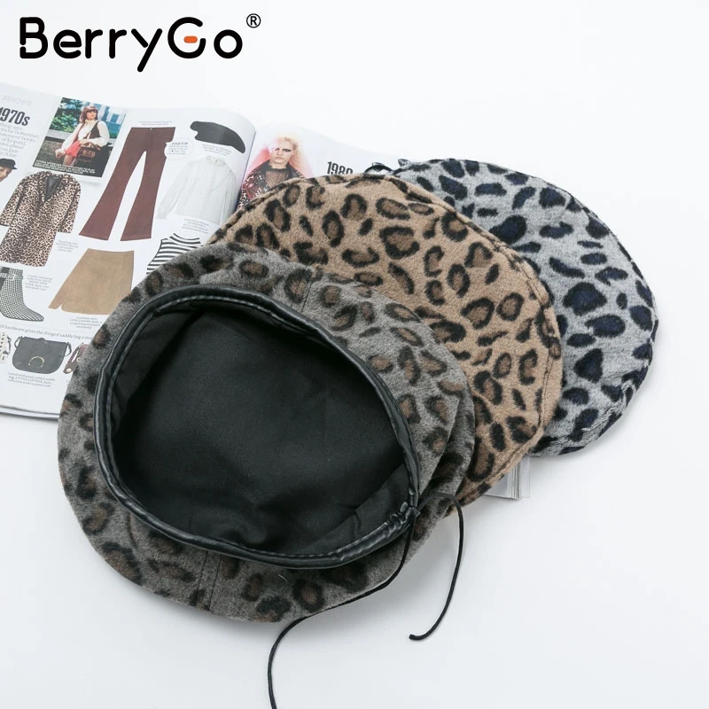 BerryGo элегантный Леопардовый женский берет шляпа Повседневная теплая уличная берет шапка Кепка эластичная Дамская мода осень зима Берет шапочка