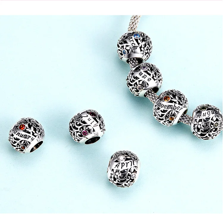 WOSTU реальные 925 пробы серебряный бисер очарование подходит к подлинным браслетам Pandora, кулон браслет ювелирные изделия подарок на день рождения