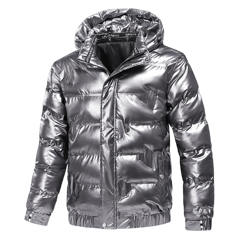 New Bright Leather Winter Men's Jacket Casual Parka Outwear Waterproof Puffer Padding Warm Stand With Hood Outwearing Coat down jacket parka coat parkas coat