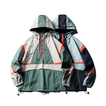 

Wu Airlines 2020 Hooded Jacket Men's Popular Brand INS Super Fire Japanese-style Embroidered Contrast Color Joint Casual Sports