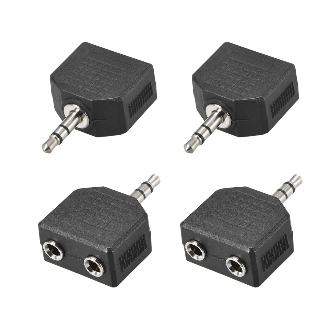 

uxcell 3.5mm Male to Dual 3.5mm Female Connector Splitter Adapter Coupler Black 4Pcs for Stereo Audio Video AV TV Cable Convert