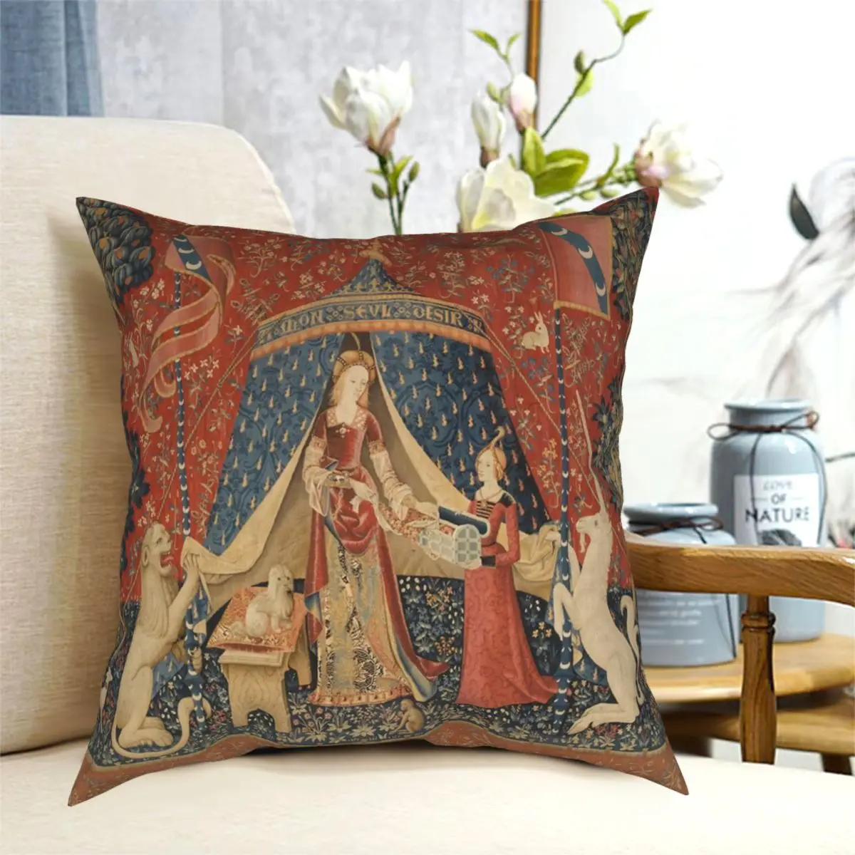 The Lady And The Unicorn A Mon Seoul Desir Square Federa Decorazioni Creative Federa Per Cuscino Per Divano 18