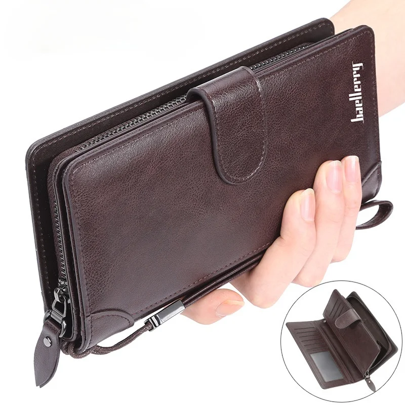 

Men's Long PU Leather Wallets Vintage Cellphone Clutch Multi-functional Purse Card Coin Holder 7-5
