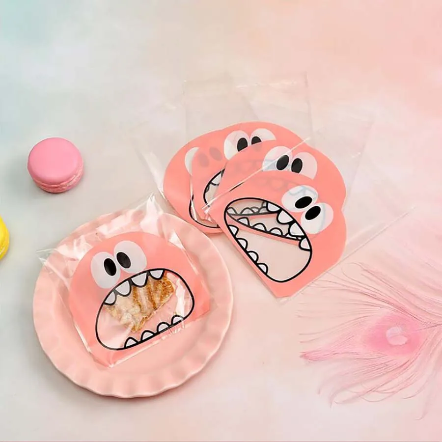 Pink Пластиковые милые Мультяшные подарочные пакеты, пакеты для печенья, самоклеющиеся пластиковые пакеты для печенья, конфет, еды, пирога, посылка для мальчиков - Color: Pink