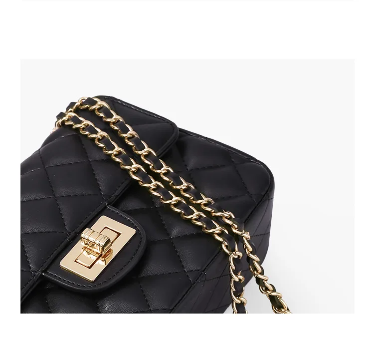 Mood Leather Ladies Fashion Shoulder Bag Diamond Type Lattice Women Crossbody Bag Sheepskin Messenger Bag