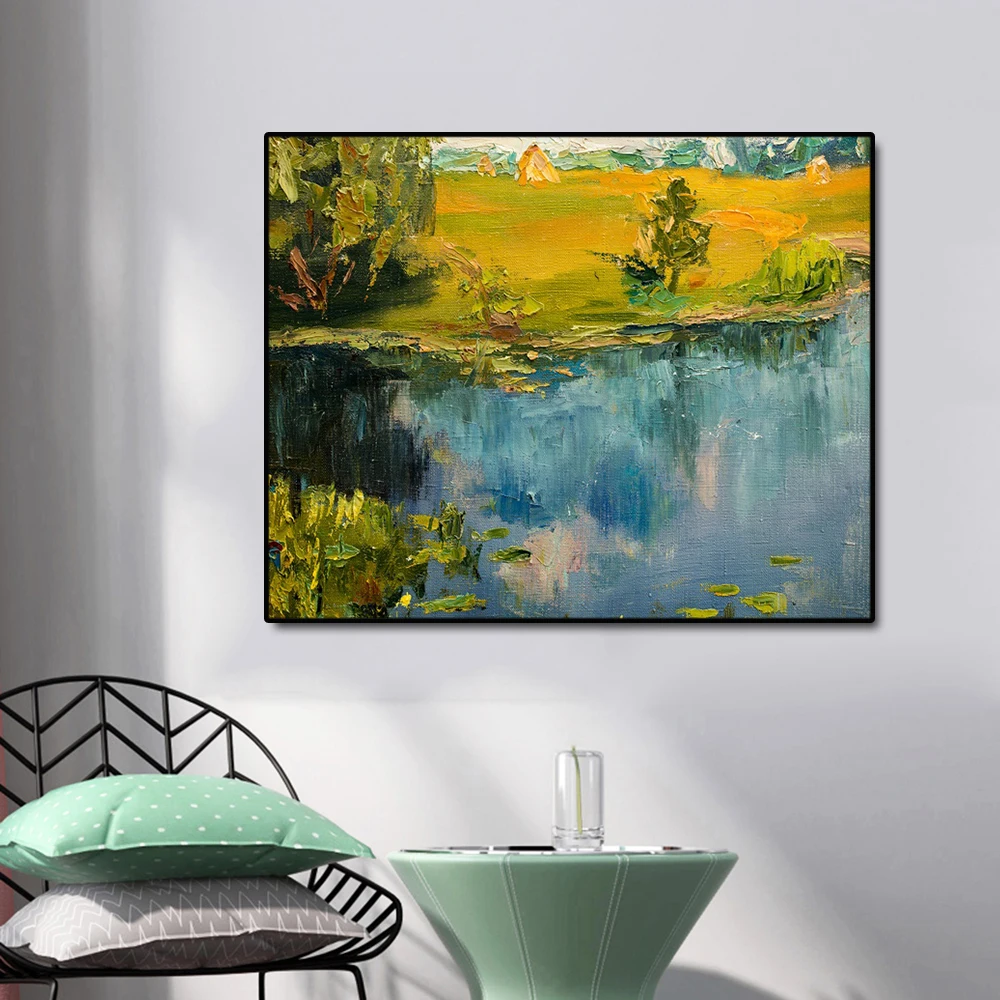 

Cassisy Canvas Art Oil Painting Summer pond Art Poster Picture Wall Decor Modern Home Decoration For Living room Office