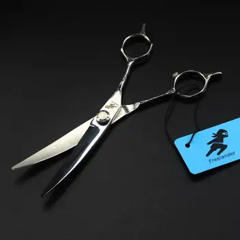 

6" Professional Salon Flower handle Willow Shearing curved Cutting Scissors Japan 440C Barber Hair Hairdressing Hair Clippers