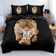 

Bedding Set Leopard Bedroom Black Simple Bed Linen Set Queen Bedclothes King Size 3D Design Duvet Cover Sets Double Twin Bed Set