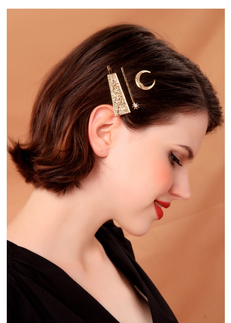 

Rongho Gothic Metal Gold Mood Hairpins for Women Hair Jewelry Crystal Star Hair Clips Vintage Hair accessories 2019