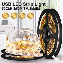 Светодиодная лента USB, светодиодный светильник для телевизора, беспроводная Ночная лампа, Светодиодная лента с подсветкой, светильник для кухонного шкафа, лента 5 В, лампа для шкафа, 50 см, 1 м, 2 м, 3 м, 4 м, 5 м