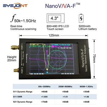 

NanoVNA-F Vector Network Analyzer SWR Meter 50KHz-1.5GHz 4.3 Inch IPS TFT Digital Display Shortwave MF HF VHF Antenna Analyzer