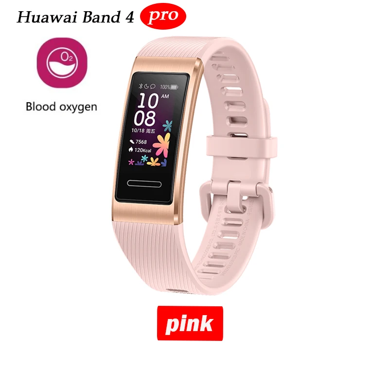 Huawei Band 4 pro SmartBand монитор сердечного ритма автономный gps проактивный мониторинг здоровья SpO2 кислорода в крови - Цвет: pink band only