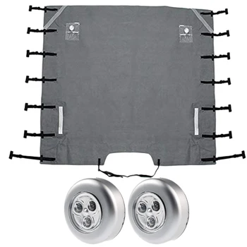 

Caravan Front Towing Cover,Universal Caravan Protector Covers Accessories with 2 LED Lights for RV Motorhome