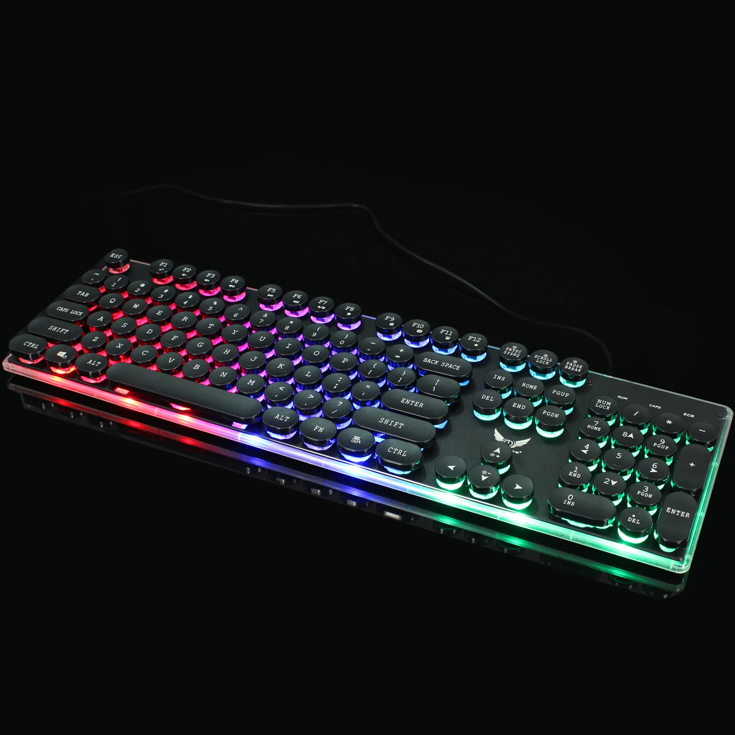New Gaming Keyboard 3 Color Backlit English Keyboard Punk Keycap Retro Style RGB Office Desktop Keyboard 104keys