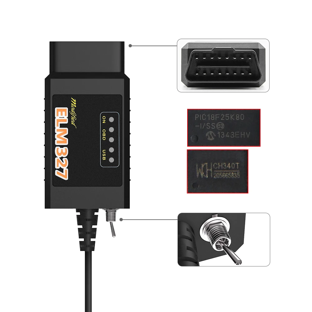 USB сканер OBD2 для диагностики автомобиля автомобильный инструмент ELM 327 HS CAN / MS