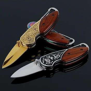 

3 Color Retro Folding Blade knife Camping tactical outdoor tool multi-function survival knife mini knife Wood Handle Hand Tools