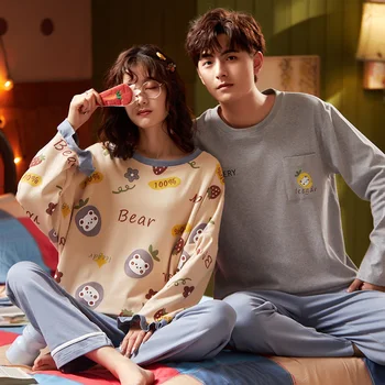 

Couple Pajamas Men and Women Pajamas Set Pajamas Men Long Sleeve Pijama Set for Male Plus Size Sleep Clothing Casual Nighti